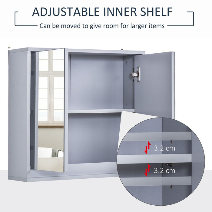 Premium Wall-Mounted Mirror Cabinet: Grey Bathroom Storage Shelf, High-Quality