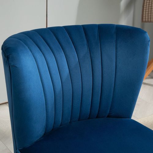 HOMCOM Velvet Accent Chair Occasional Tub Chair for Living Room, Dark Blue