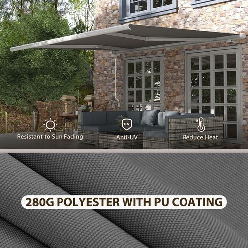Outsunny 4x3m Full Cassette Electric Retractable Awning for Patio Door Window