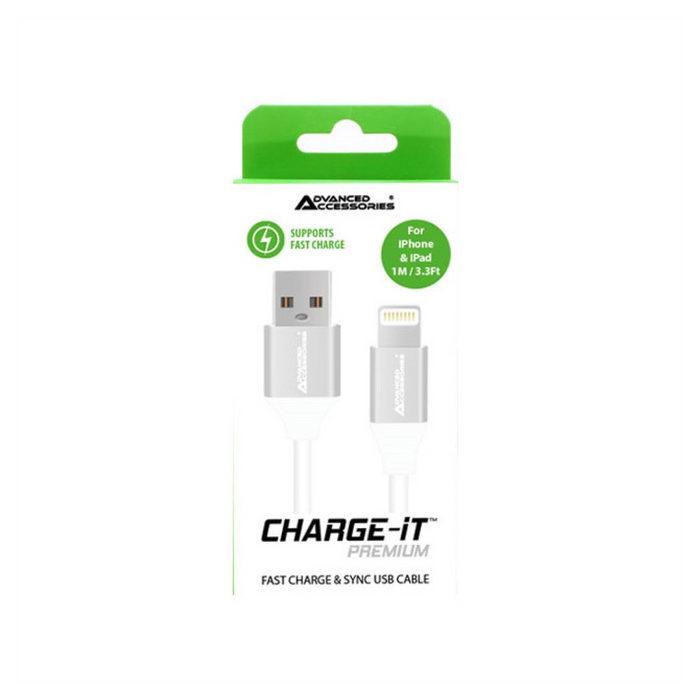 AA CHARGE-IT Premium 8 Pin Cables - Fast Charge & Sync for Apple Lightning devices - 1M - White