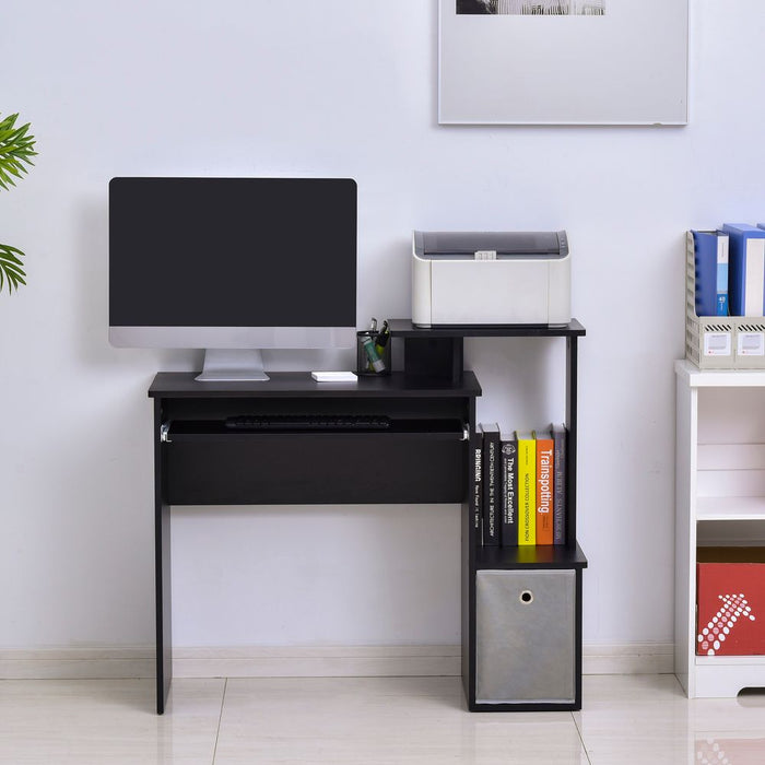 Premium Black Computer Desk with Sliding Keyboard Tray & Storage Drawer - High-Quality & Unique Design