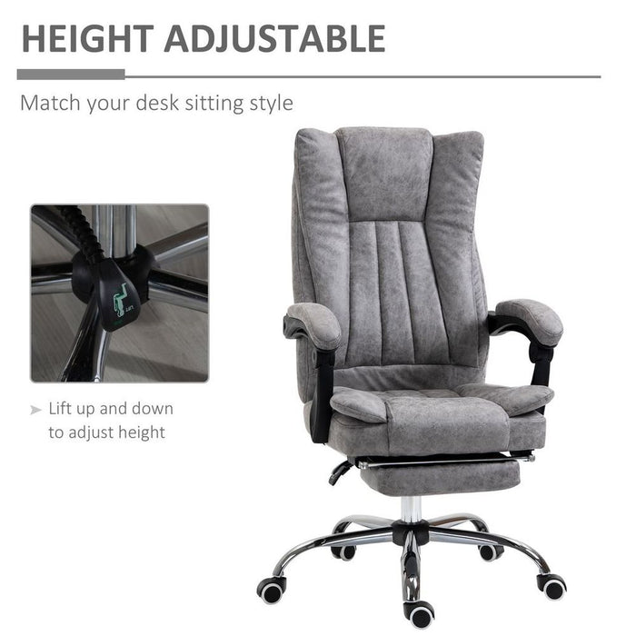 High-Back Executive Office Chair with Armrest and Footrest - Grey