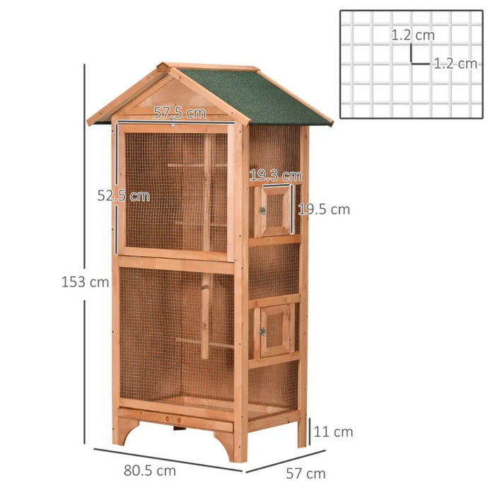 Premium Wooden Bird Aviary for Finch & Canary - Easy to Clean & Weatherproof - Orange