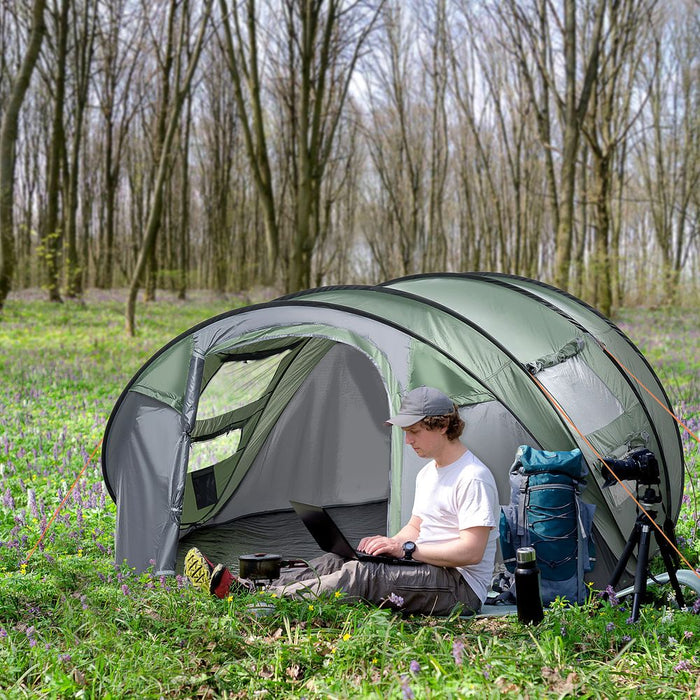 Outsunny 4-5 Person Dome Camping Tent | Pop-Up Design | 4 Windows | Quality & Professional