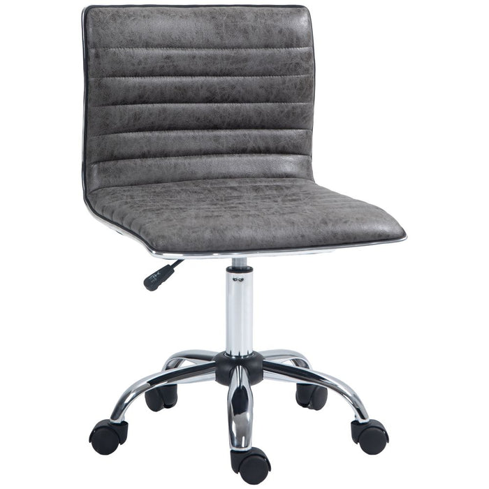 HOMCOM Armless Mid-Back Adjustable Office Chair with 360 Swivel Grey