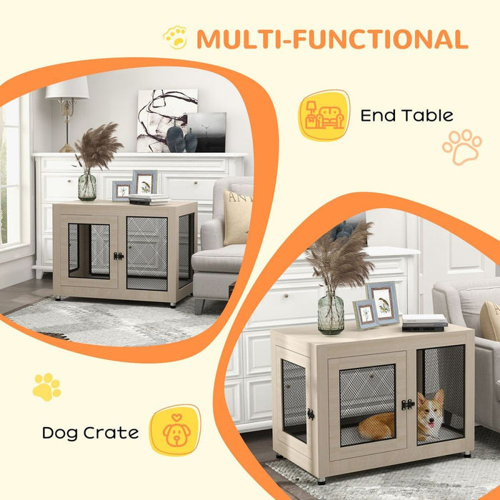 Premium Dog Kennel Furniture: End Table w/ Two Doors, Soft Cushion for Large Dogs - High Quality, Easy Assembly - Buy Now!