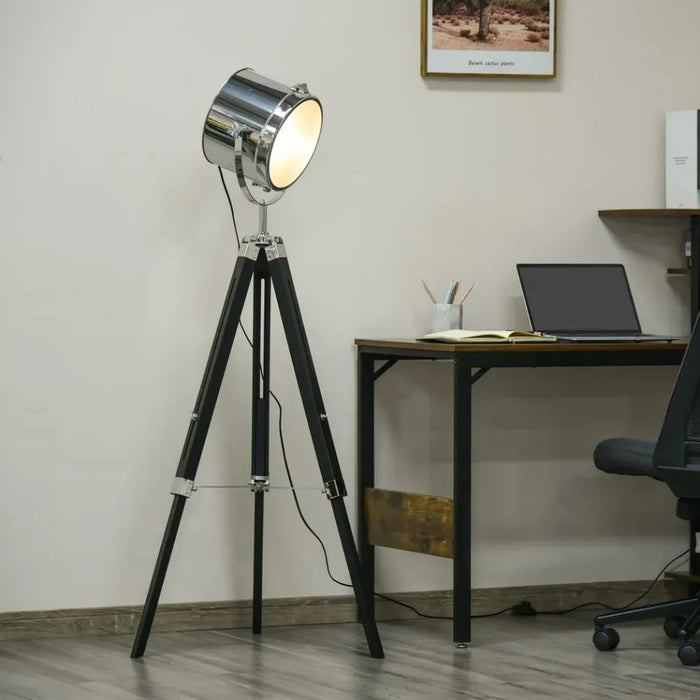 Industrial Style Adjustable Tripod Floor Lamp, Searchlight Reading Lamp