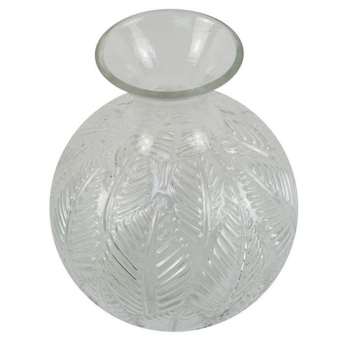 26cm Clear Fern Print Glass Bottle Vase