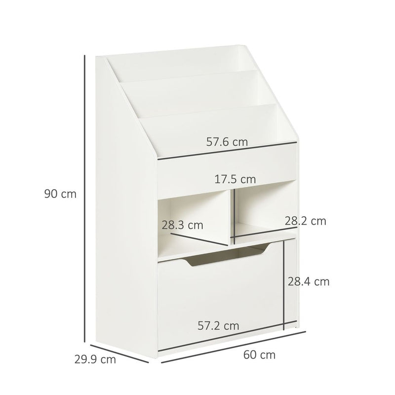 Deluxe White Children's Bookcase & Toy Organiser - Wheels - Top Quality