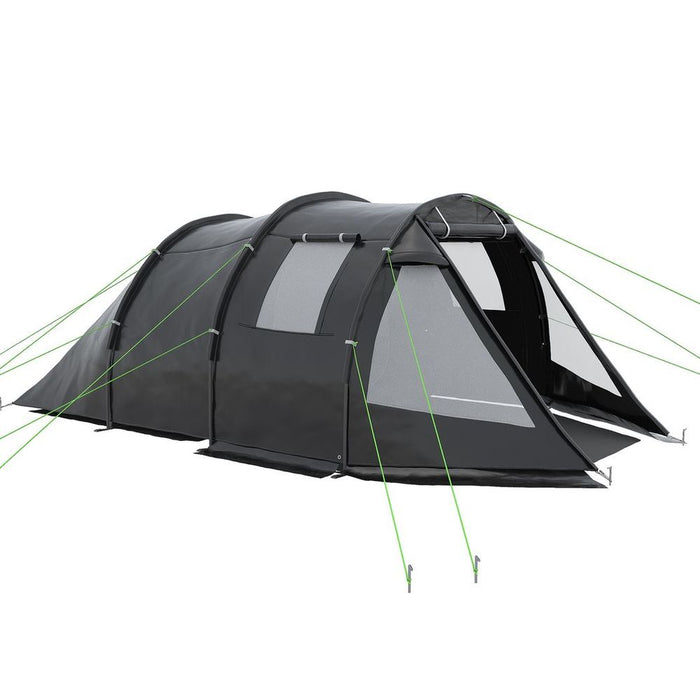 Outsunny 3-4 Person Tunnel Tent - 2 Room Camping Tent w/ Windows - High Quality & Easy to Use