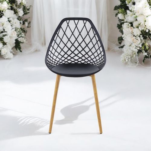BLACK PLASTIC CHAIR METAL LEGS