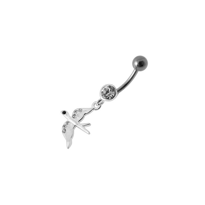 Jeweled Flying Pigeon Dangling Belly Ring