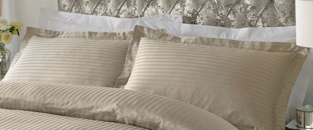 300 TC - 100% Cotton Sateen Stripe Pillowcase Pair Humus