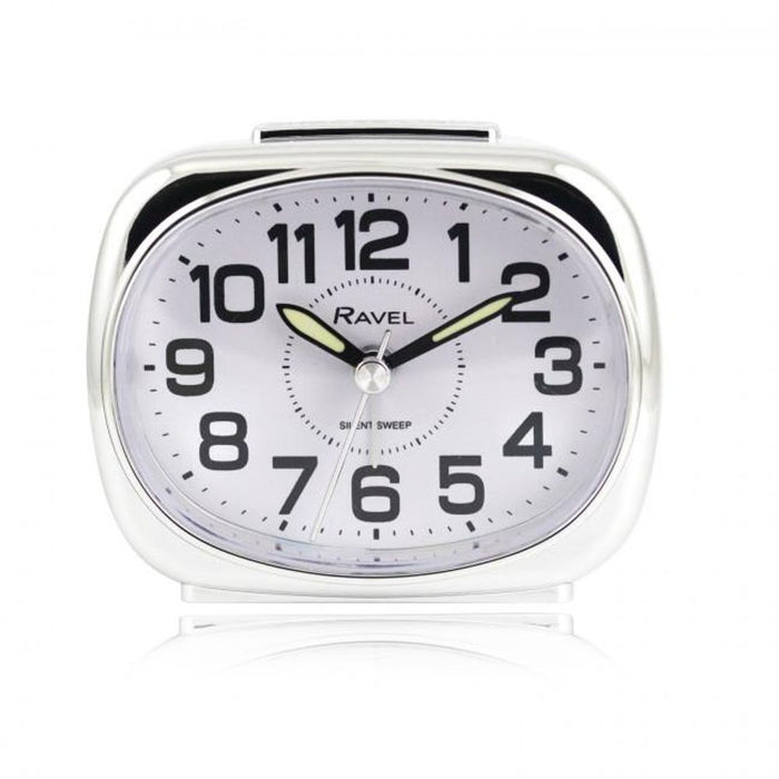 Ravel Small Bedside Quartz Alarm Clock - White/Silver RC040.41