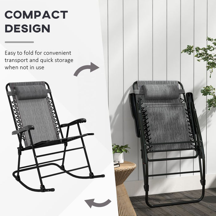 Premium Quality Outsunny Zero Gravity Rocking Chair - Foldable & Portable - Ideal for Outdoors - Grey