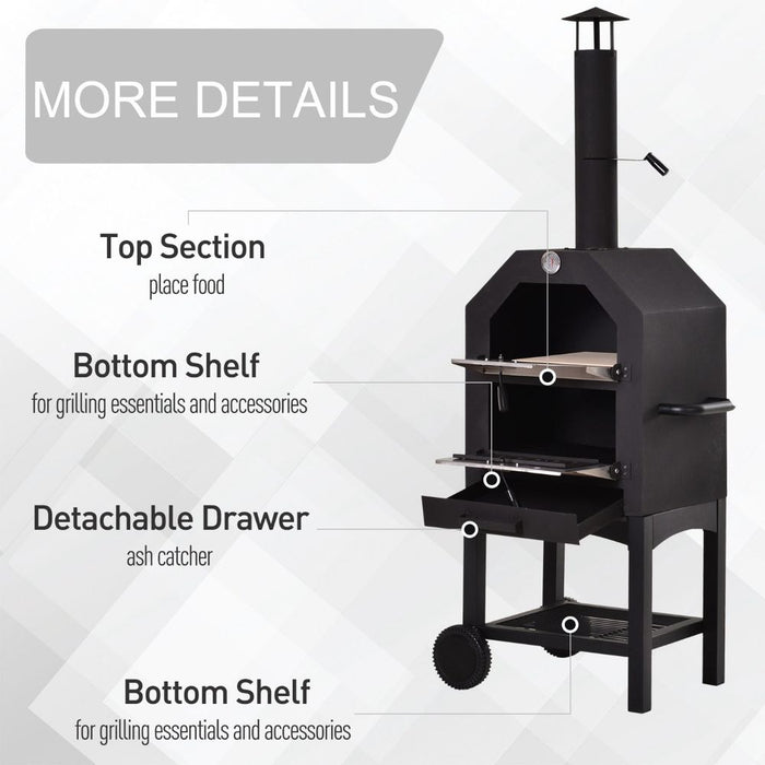 Stainless Steel 2-Tier Outdoor Charcoal Pizza Oven