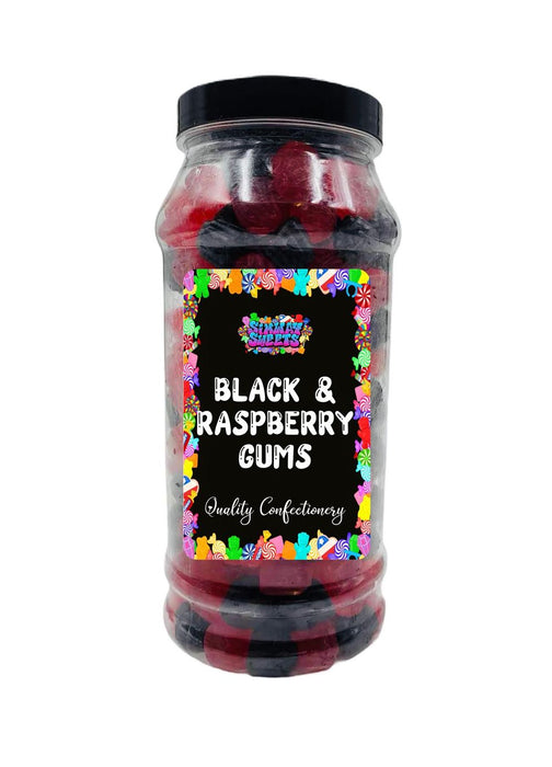 Premium Black & Raspberry Gums | Jelly Gummy Retro Sweets | Gift Jar