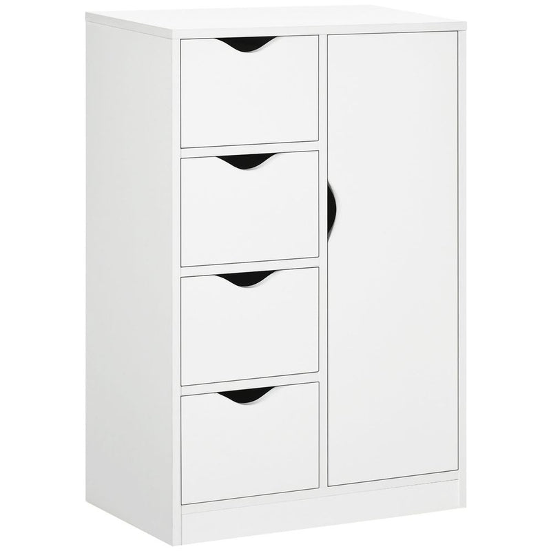 Modern Storage Cabinet Organizer with 4 Drawers and 1 Shelf, White