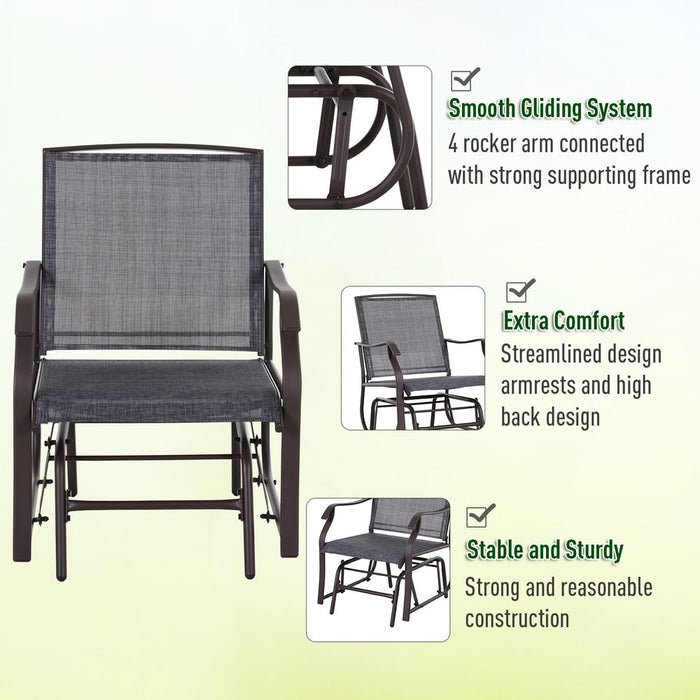 Premium Steel Frame Set-of-2 Glider Rocking Chair Set & Table - High-Quality & Stylish Grey Design