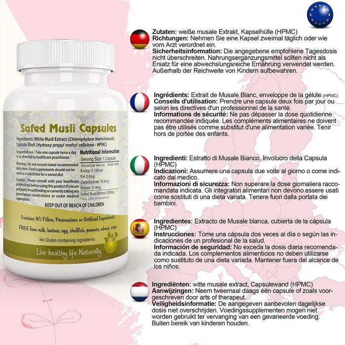 Safed Musli Capsule (Chlorophytum Borivilianum) - Best Quality Herbal Remedy for All Categories, Buy Now!