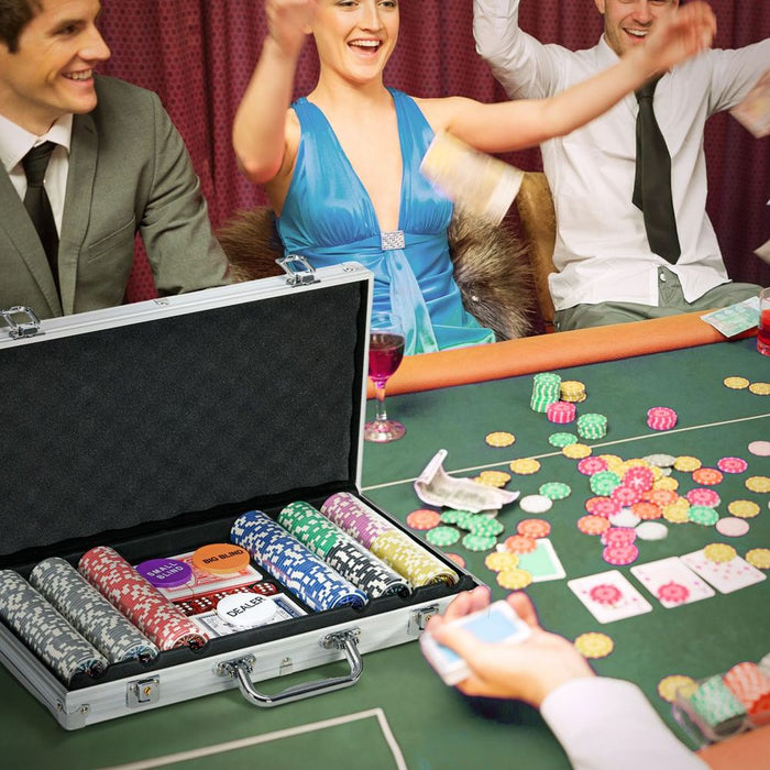 Poker Chip Set - 500-Piece with Mat, Case & Cards - Professional-Feel, Portable & Organized - Perfect for Casino Nights & Game Parties