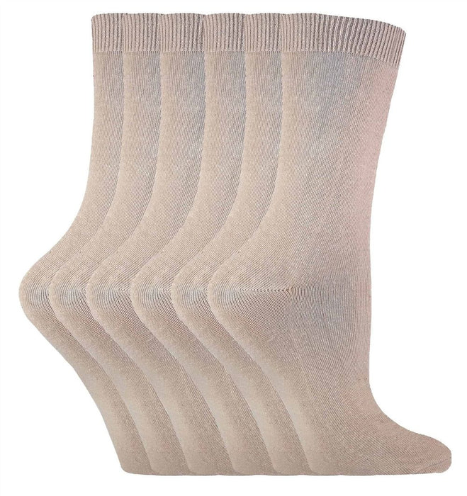 6 Pairs Ladies Plain Coloured Cotton Socks