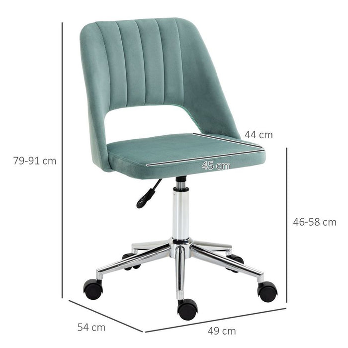 Luxurious Velvet Swivel Office Chair - Green - High Back - Comfortable - 120kg Capacity