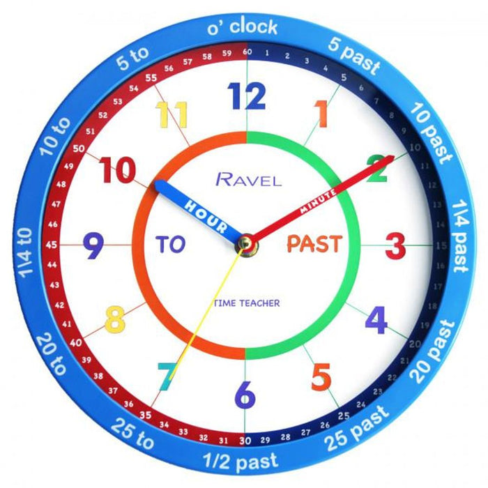 Ravel 25cm Time-Teacher Wall Clock - Blue R.KC.09