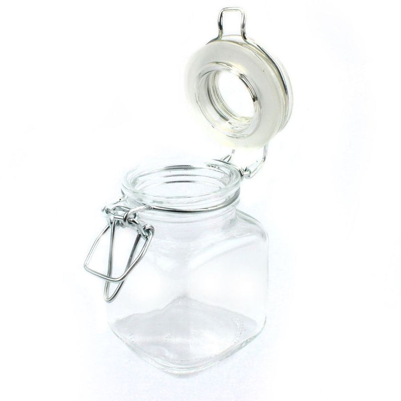 Premium Vintage Glass Spice Jars - Set of 12 | Airtight Metal Clip Top | Label and Chalk Pen Included