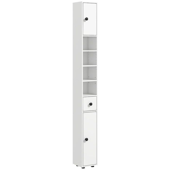 Kleankin Slim Bathroom Cabinet, Toilet Roll Storage w/ Open Shelves, White