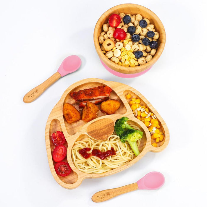 VINSANI BAMBOO DOG PLATE,BOWL&SPOON SET