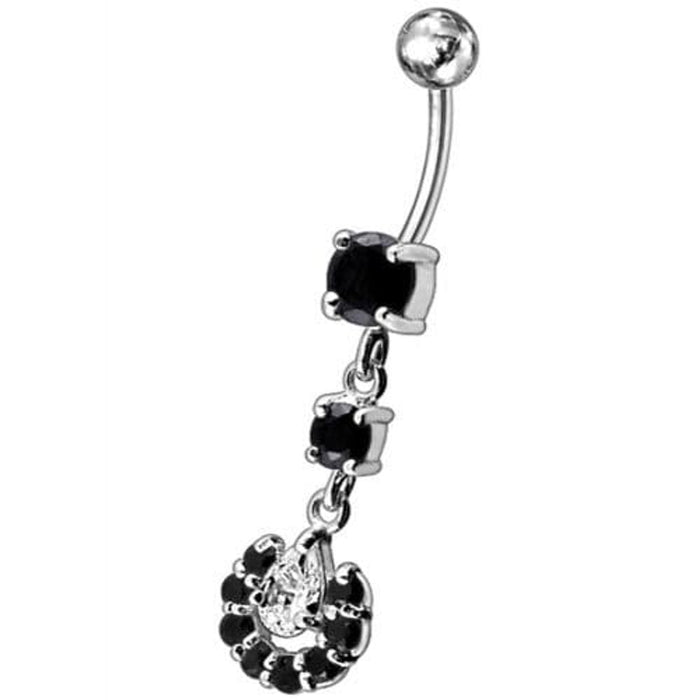 Fancy flowered Silver Dangling Navel Ring