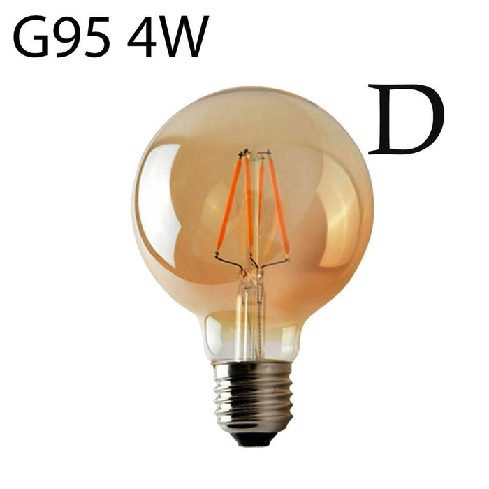 Vintage G95 E27 4W LED Filament Bulb Retro 2700K Warm White Screw Bulb - High Quality