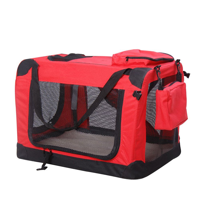 PawHut Folding Fabric Soft Portable Pet Dog Cat Crate Puppy Kennel Cage Carrier House Medium 23" Red New