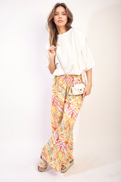 Pleated Wide Leg and Elastic Waist Trousers - Stylish, Comfortable, and Versatile!