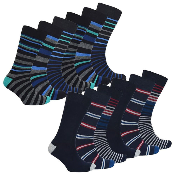 Mens 12 Pack Bamboo Design Socks