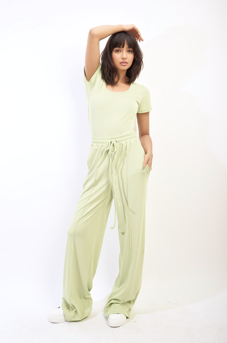 Naomi Short Sleeve Bodysuit & High Waist Drawstring Trouser Co-ord Set