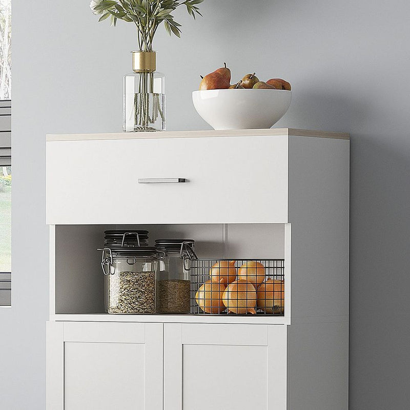 HOMCOM Kitchen Cupboard Storage Cabinet, Drawer, Countertop, White