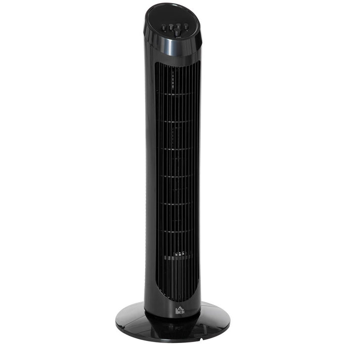 30" Tower Fan Noise Reduction Wind 3-Level Cool ABS Indoor Black HOMCOM