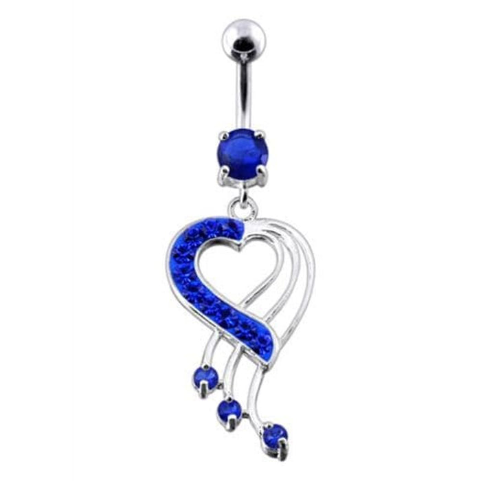 Fancy Jeweled Heart Dangling Navel Body Jewelry Ring