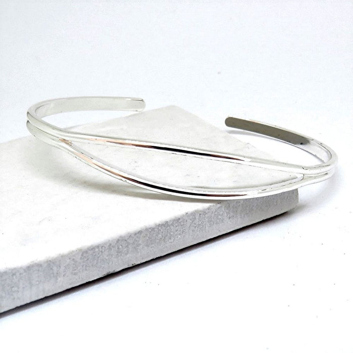 Silver Open Bangle 5665 - Sterling Silver Plated Cuff Bracelet - Perfect Gift for Women