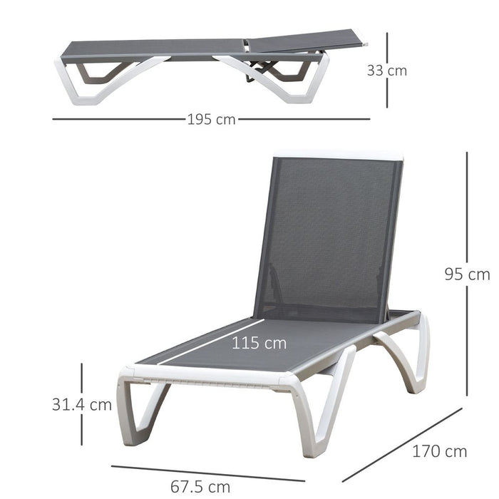 Premium Outdoor Chaise Lounge Chair, Adjustable, Breathable, Light Grey