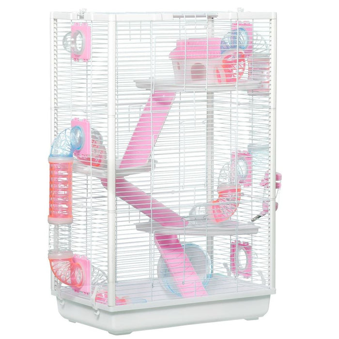 PawHut Hamster Cage - Tubes, Gerbilarium w/ Detachable Bottom, Ramps