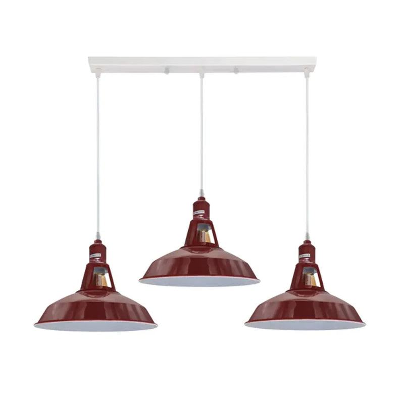 Industrial Vintage Loft Kitchen Bar 3 Lights Fittings Ceiling Lights Chandelier Barn-slotted Metal Light Shade
