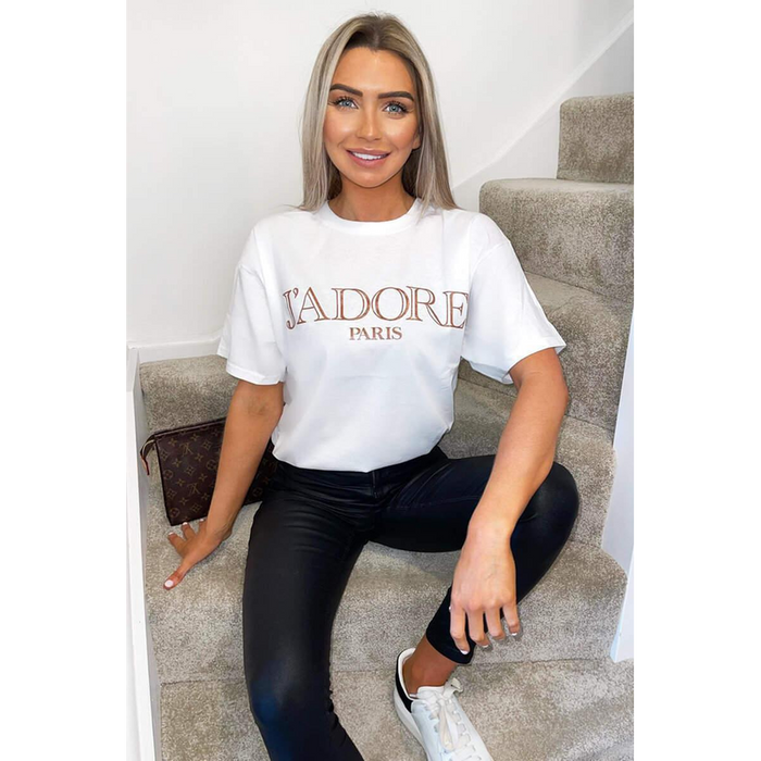 Ladies Oversized J' Adore Paris Short Sleeves T Shirt Top