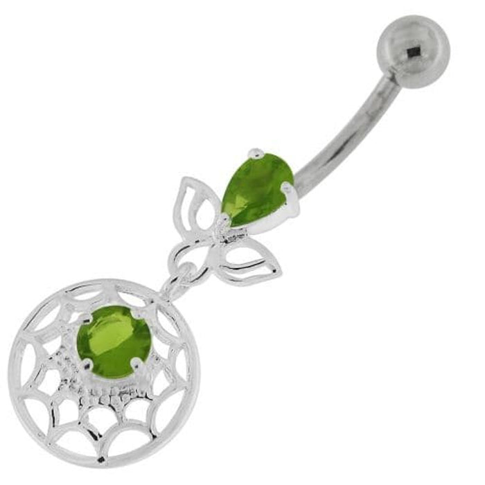 Jeweled Spider Web Dangling Navel Belly Ring