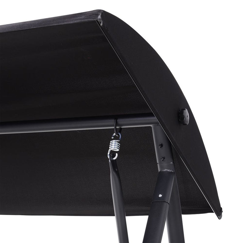 Luxury 3-Seater Rattan Garden Swing Chair in Black - Weatherproof, UV Resistant, Adjustable Sunroof - High Quality & Easy Assembly