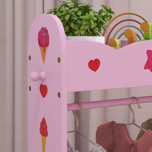 AIYAPLAY Kids Clothes Rail w/ Storage Shelves for Bedroom, Nursery, Hot Pink