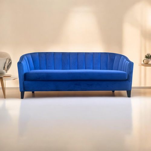 189CM 3 SEATER BLUE VELVET SOFA