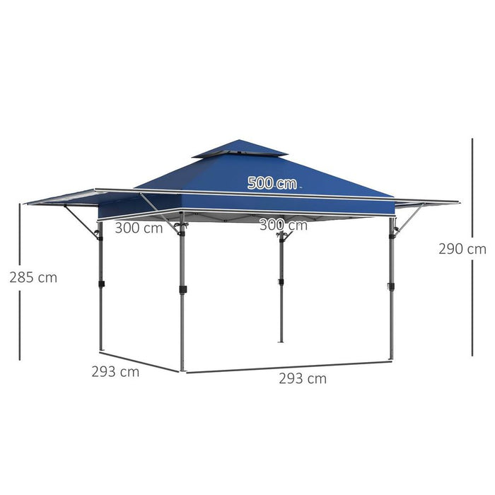 Premium Quality Outsunny 5x3(m) Pop Up Gazebo - Instant Shelter with Extendable Dual Awning, Blue - Perfect for Outdoor Gatherings